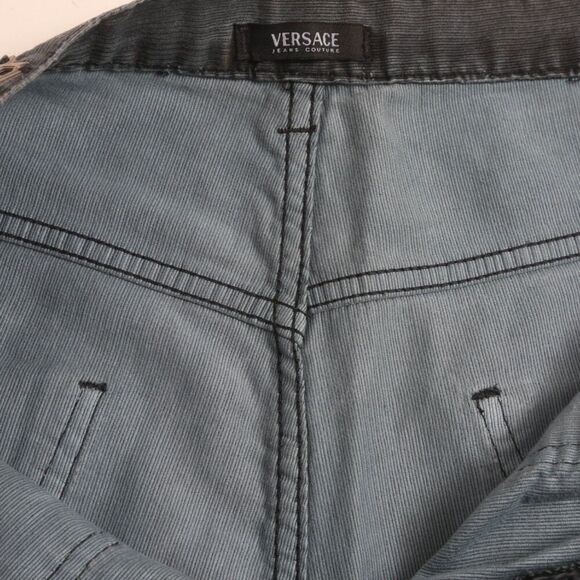 Versace Jeans Couture Grey Pants With Metal Back Plaqued Size 38 Made in Romania - Picture 6 of 13